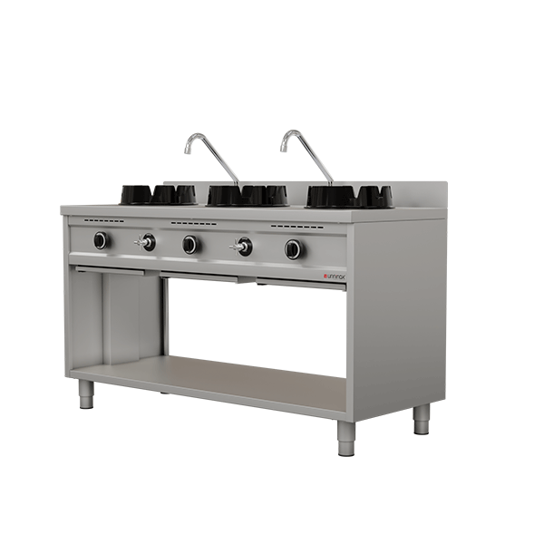 Wokstove | gaz wok stove - 3x15 kW - 3 cooking zone - Unninox - image 3