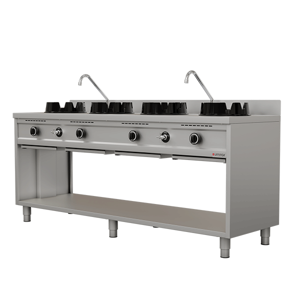 Wokstove | gaz wok stove – 4×15 kW – 4 cooking zone - Unninox - image 3
