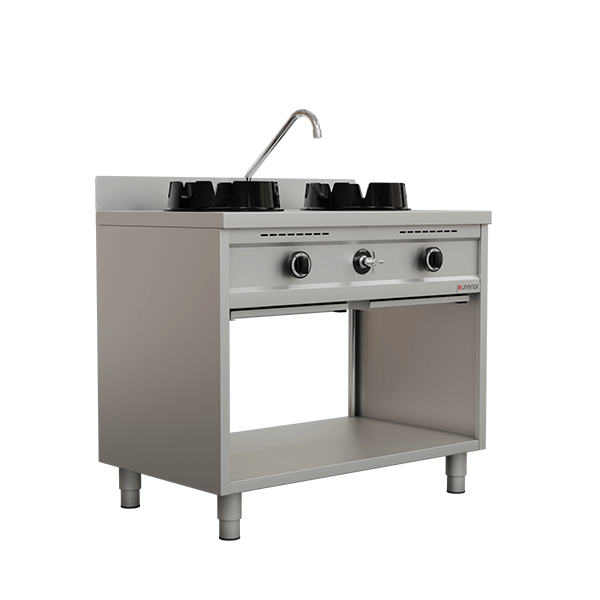 Wokstove | gaz wok stove - 2x15 kW - 2 cooking zone - Unninox
