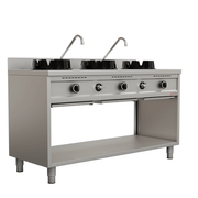 Wokstove | gaz wok stove - 3x15 kW - 3 cooking zone - Unninox