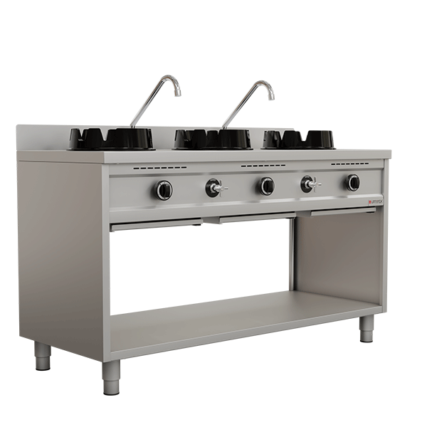 Wokstove | gaz wok stove - 3x15 kW - 3 cooking zone - Unninox