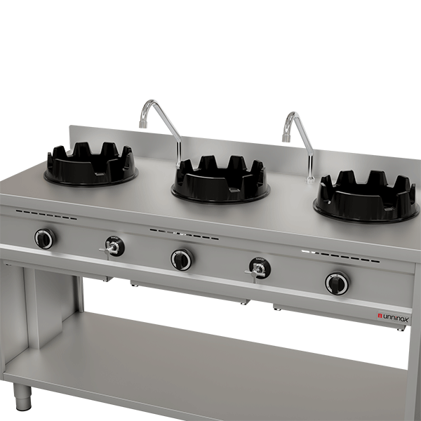 Wokstove | gaz wok stove - 3x15 kW - 3 cooking zone - Unninox - image 4