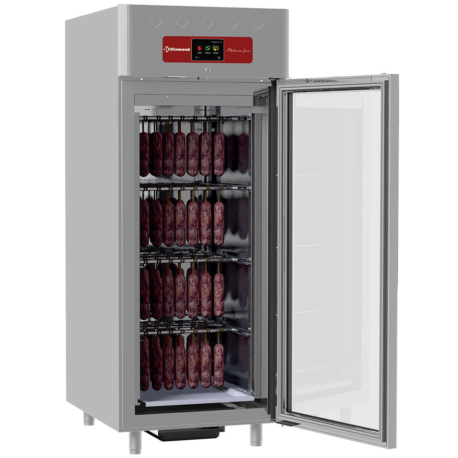 Armoire de maturation pour charcuterie Diamond, 850L, ventilée, porte vitrée, pour maturation sèche et stockage GN 2/1.