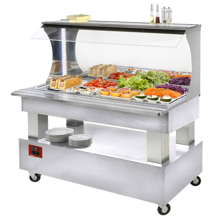 Buffet réfrigéré Diamond Salad bar mural, 4x GN1/1-150, bois blanc, espace pour aliments frais, design moderne et pratique.
