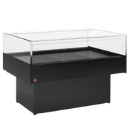 Vitrine réfrigérée self-service panoramique de Diamond, noir, avec portes vitrées pour présentation de produits alimentaires.