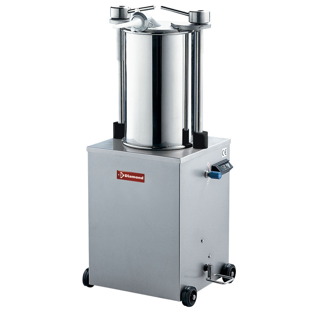 Poussoir hydraulique vertical en inox, 35 litres sur roues