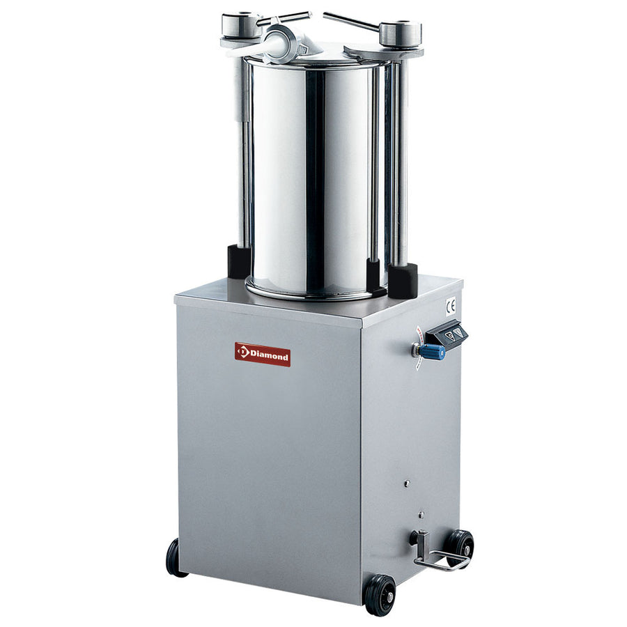 Poussoir hydraulique vertical en inox Diamond, capacité de 35 litres, sur roues, pour applications industrielles.