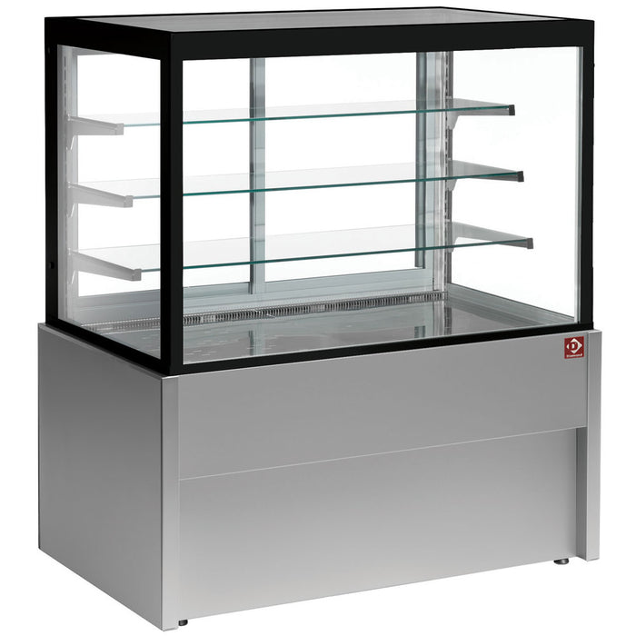 Comptoir vitrine panoramique, chauffante, 4 niveaux, sans réserve - GRIS