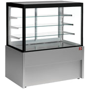 Comptoir vitrine panoramique, chauffante, 4 niveaux, sans réserve - GRIS