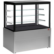 Comptoir vitrine panoramique, ventilé, 4 niveaux, sans réserve - GRIS