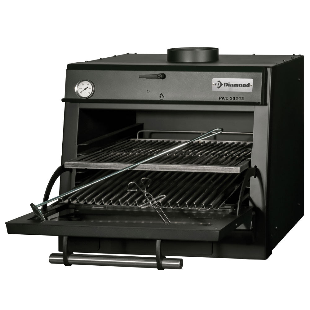 Four-BBQ à charbon, GN 1/1 (60 Kg/h)/Noir