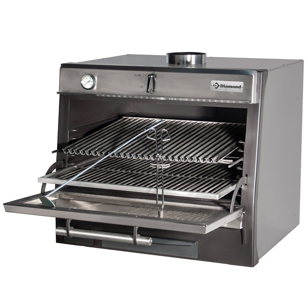 Four-BBQ à charbon, GN 1/1 + GN2/4 (75 Kg/h)/Inox