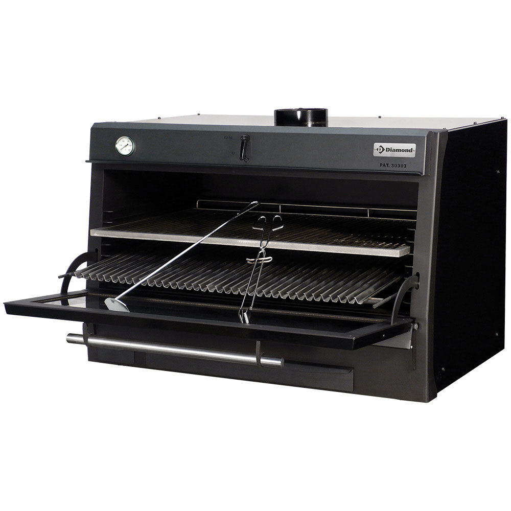 Four-BBQ à charbon, GN 2/1 + GN1/1 (120 Kg/h)/Noir