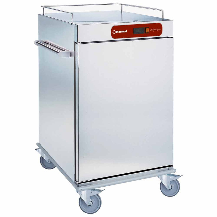 Chariot de maintien à température Diamond pour repas, capacité 10 GN 2/1, avec portes et poignées pour transport facile.