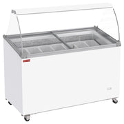 Conservateur comptoir à glaces Diamond, 381L, vitres bombées, couvercles coulissants, capacité 7 bacs, réfrigéré statique.