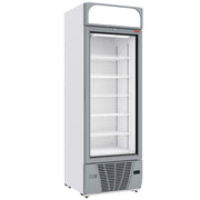 Vitrine ventilée négative vitrée 496  litres - 6 niveaux avec caisson lumineux - BLANCHE