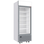 Vitrine ventilée négative vitrée 646 litres - 6 niveaux avec caisson lumineux - BLANCHE