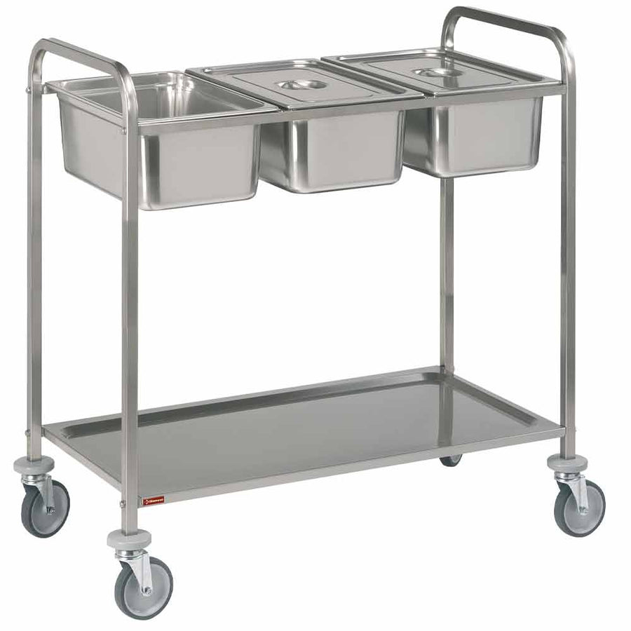 Chariot de service inox, 3x GN 1/1 + 1 niveau