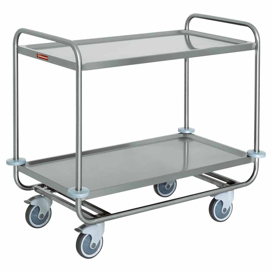Chariot de service universel Diamond à 2 niveaux avec poignées robustes et plateforme spacieuse pour le transport facile.