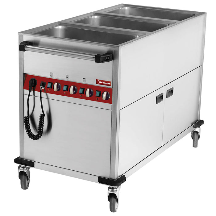 Chariot thermique 3 GN 1/1 h 150 mm, 3 températures (sur arm. chauff.)