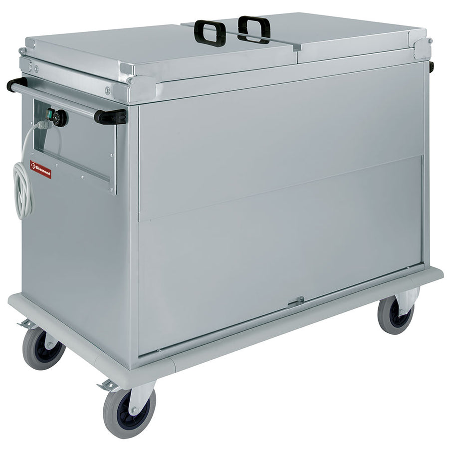 Chariot bain-marie 2x GN 1/1, 1 T°, avec couvercles, armoire porte basculante