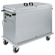 Chariot bain marie 2x GN 1/1, 2 T°, couvercles, armoire porte basculante