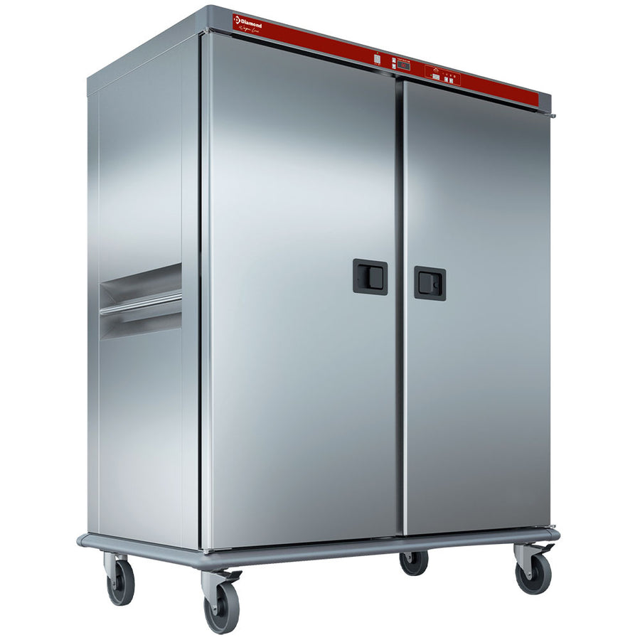 Chariot chauffant pour repas Diamond 40 GN 2/1 avec humidification contrôlée, grande capacité et design professionnel.