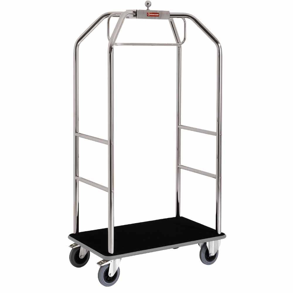 Chariot pour valises & vestiaire "chromé", 2 roues à freins