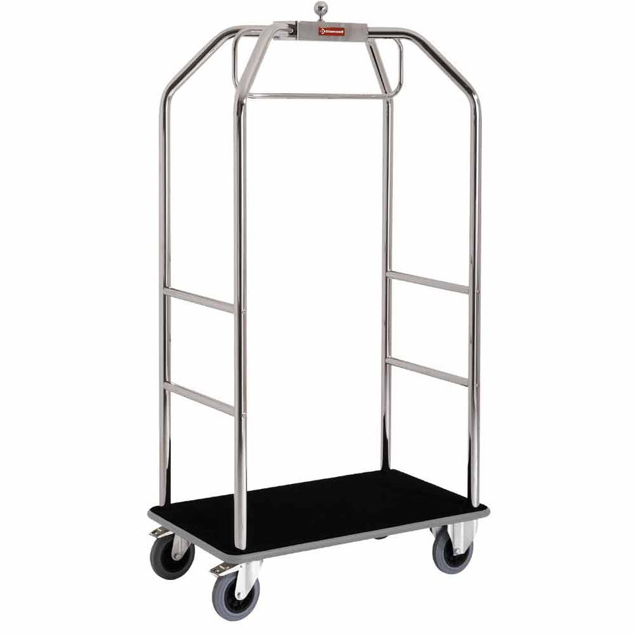 Chariot pour valises & vestiaire "chromé", 2 roues à freins