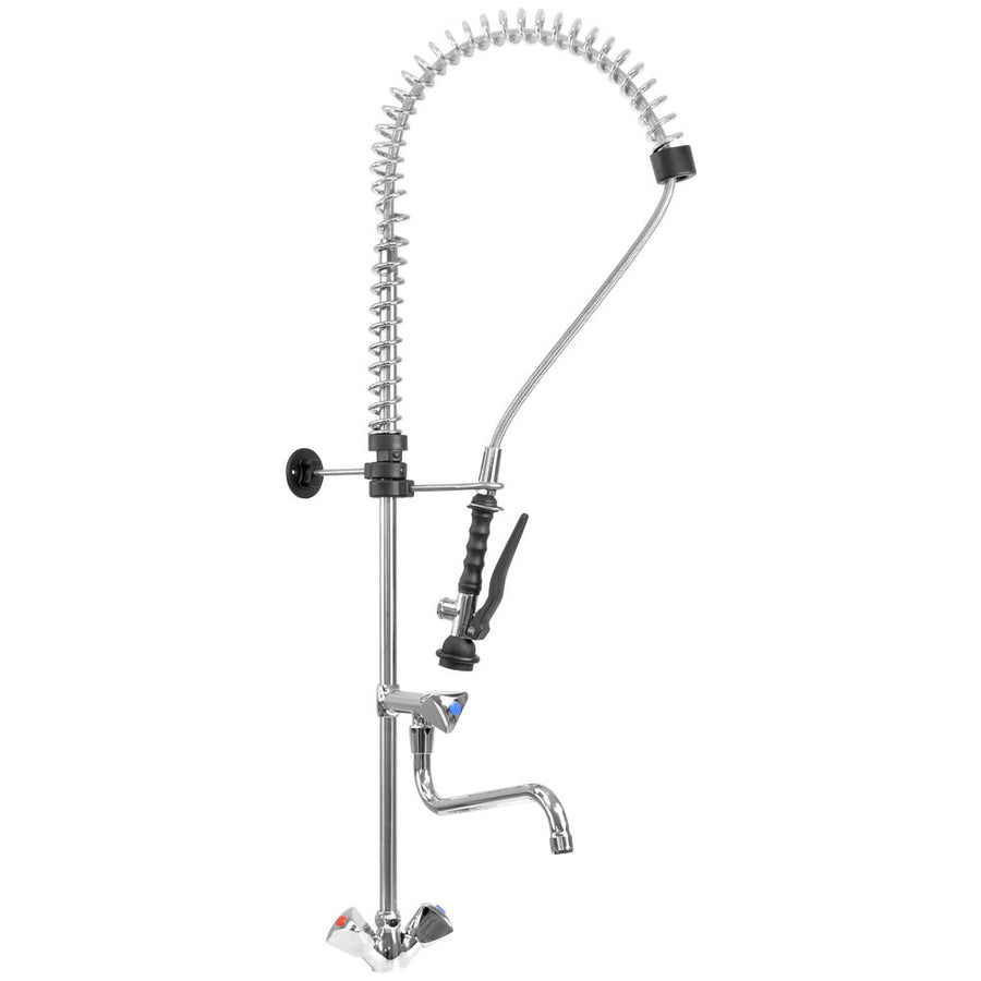 Robinet mélangeur avec douchette Diamond, sortie mono, en acier inoxydable brillant pour salle de bain ou cuisine.