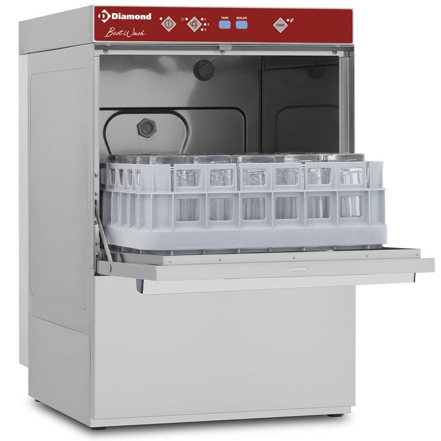 Panier lave-verres Diamond Full Hygiène, 400x400 mm, en acier inoxydable, conçu pour le nettoyage efficace des verres.
