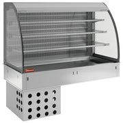 Mural avec cuve et vitrine sur 3 niveaux ouverte (avec rideau), réfrigérées, ventilées, 3x GN 1/1