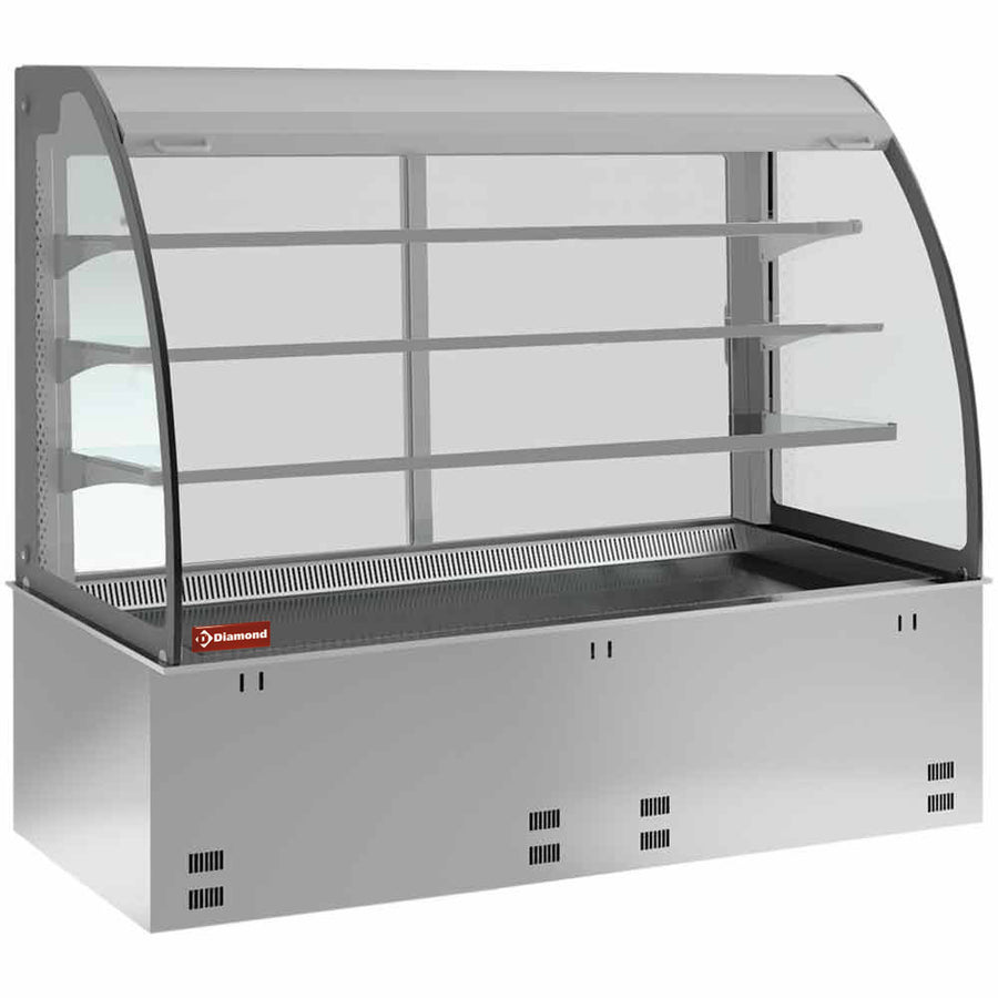 Elément cuve et vitrine sur 3 niveaux ouverte (avec rideau), réfrigérées, ventilées, 3x GN 1/1 (sans unité hermétique)
