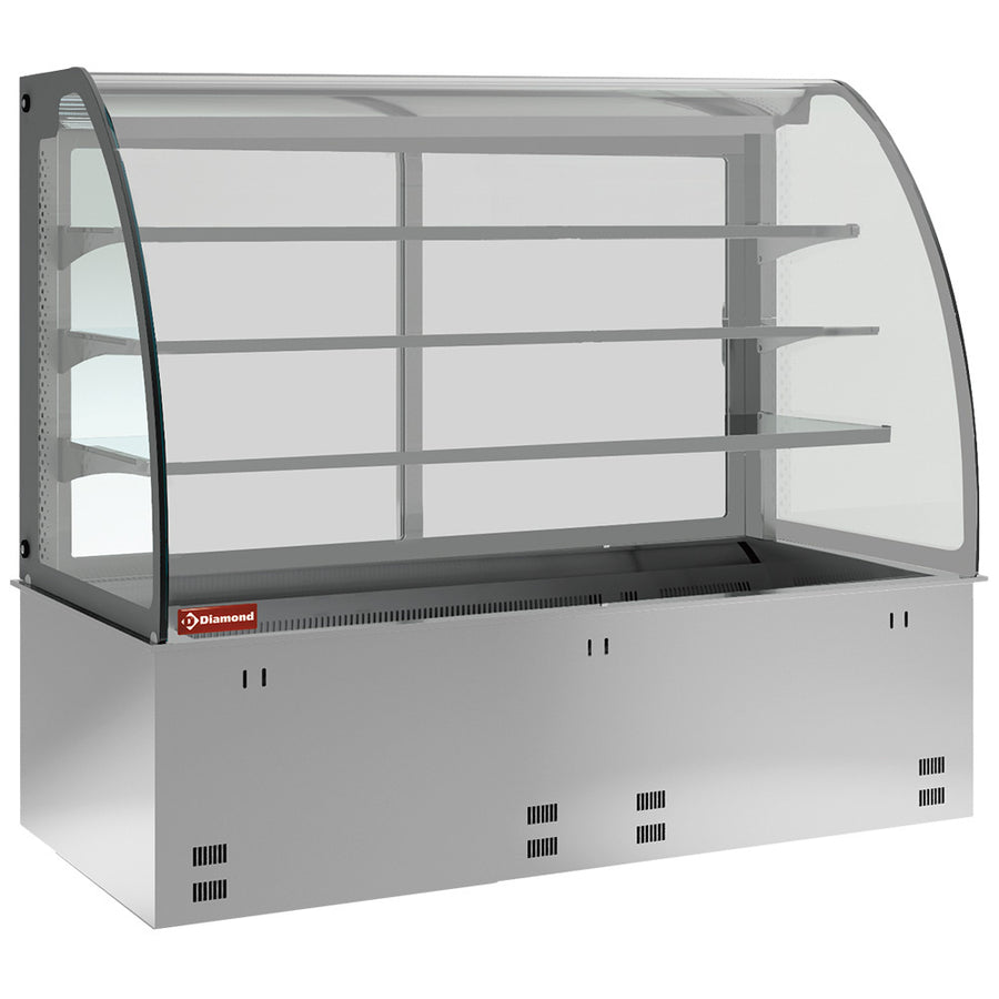 Elément cuve et vitrine sur 3 niveaux fermée, réfrigérées, ventilées, 5x GN 1/1 (sans unité hermétique)