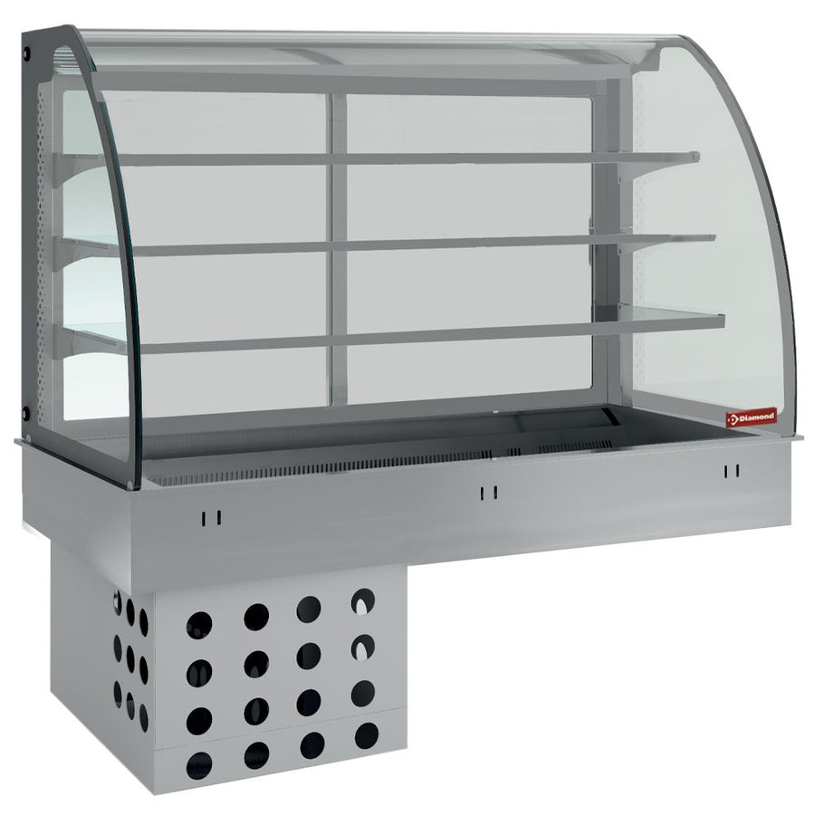Elément top et vitrine sur 3 niveaux fermée, réfrigérés, ventilés, 4x GN 1/1