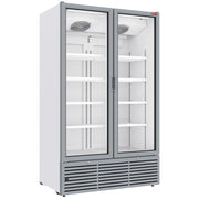 Vitrine ventilée positive 1142 litres, 2 portes battantes - BLANCHE