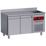Table frigorifique "murale" ventilée, 2 portes GN 1/1, 260 Lit. avec évier