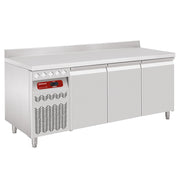 Table frigorifique "murale" ventilée, 3 portes GN 1/1, 405 Lit. groupe à gauche