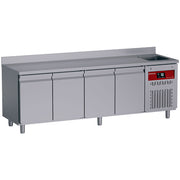 Table frigorifique "murale" ventilée, 4 portes GN 1/1, 550 Lit. avec évier