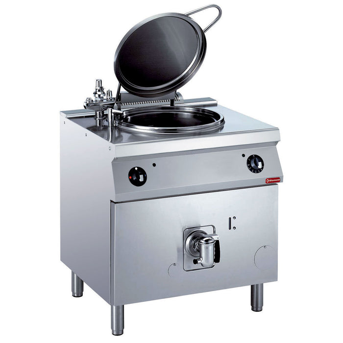 Marmite ronde électrique, 60 litres, chauffage indirect, sur meuble
