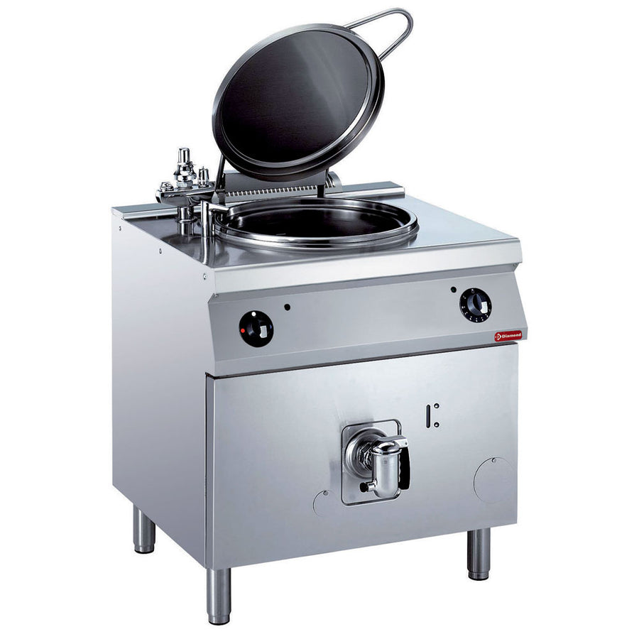 Marmite ronde électrique, 60 litres, chauffage indirect, sur meuble
