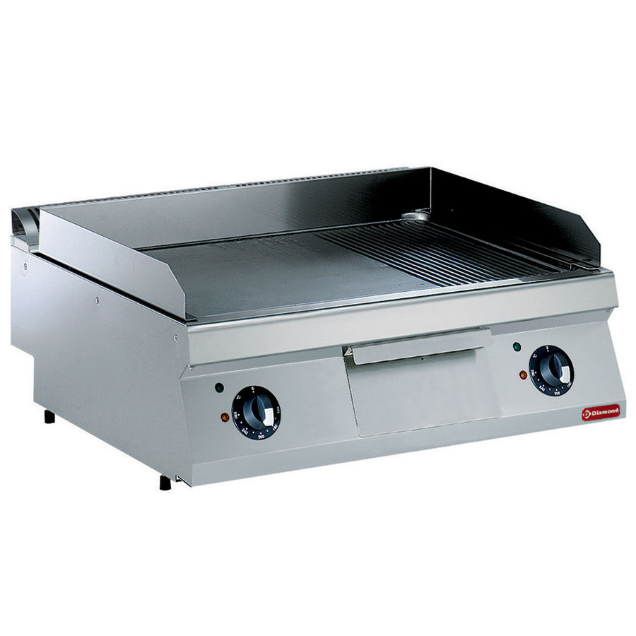 Plaque de cuisson électrique, 2/3 lisse- 1/3 rainurée chrome dur -TOP-