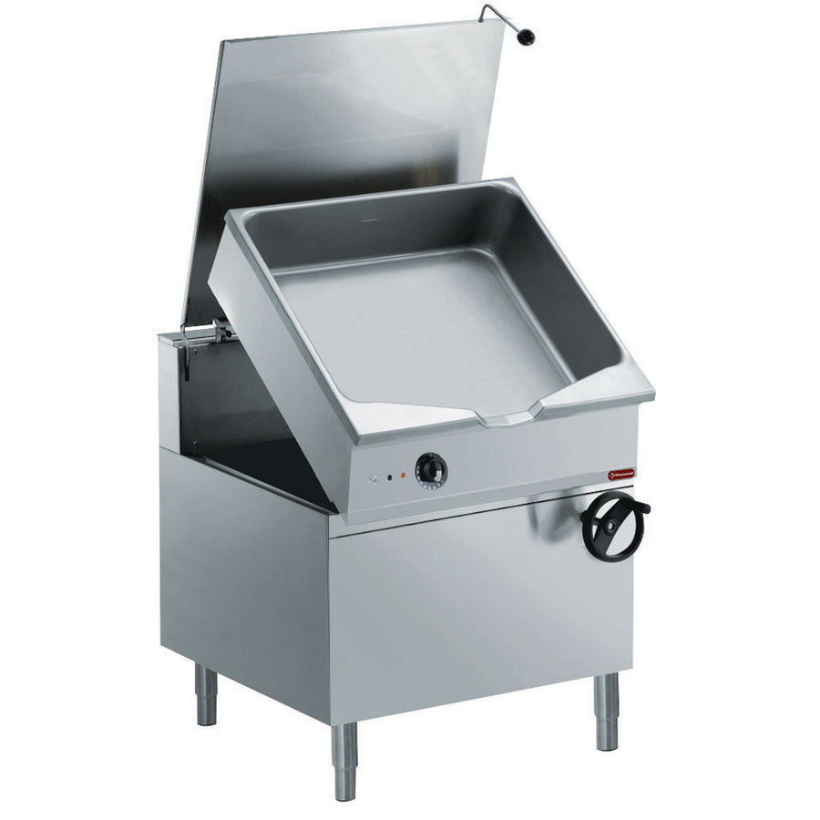 Sauteuse électrique basculante, cuve en "Duomat" 80 L., sur meuble