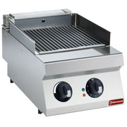 Grill électrique vapeur Diamond HP 400mm avec plaque de cuisson en acier inoxydable, vue de face large et robuste.