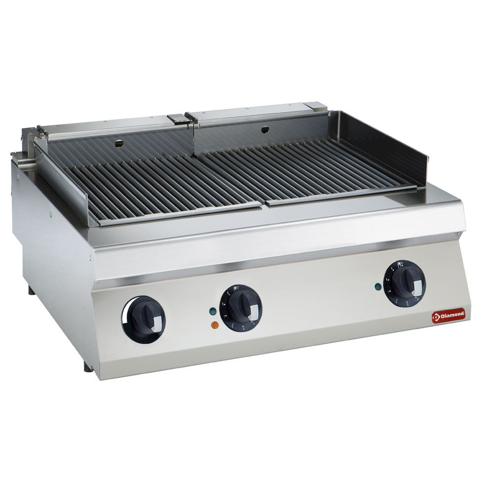 Grill électrique vapeur Diamond HP 800mm, avec plaques en acier inoxydable et thermostat réglable.