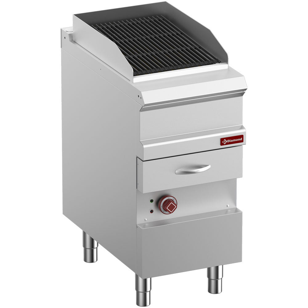 Grille vapeur électrique Diamond en fonte double face, module 1/2 pour cuisson saine et homogène.