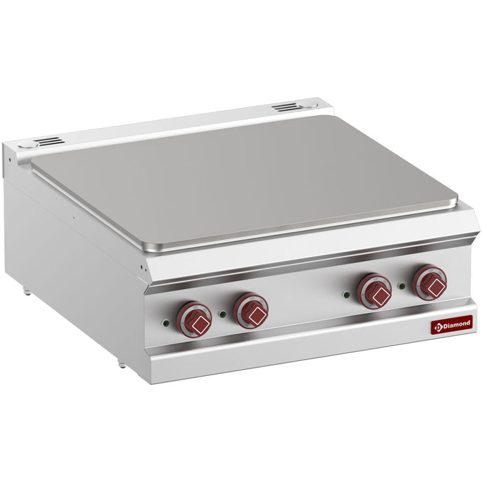 Plaque électrique Diamond 1/1 module pour cuisinière, surface en acier avec boutons de contrôle.