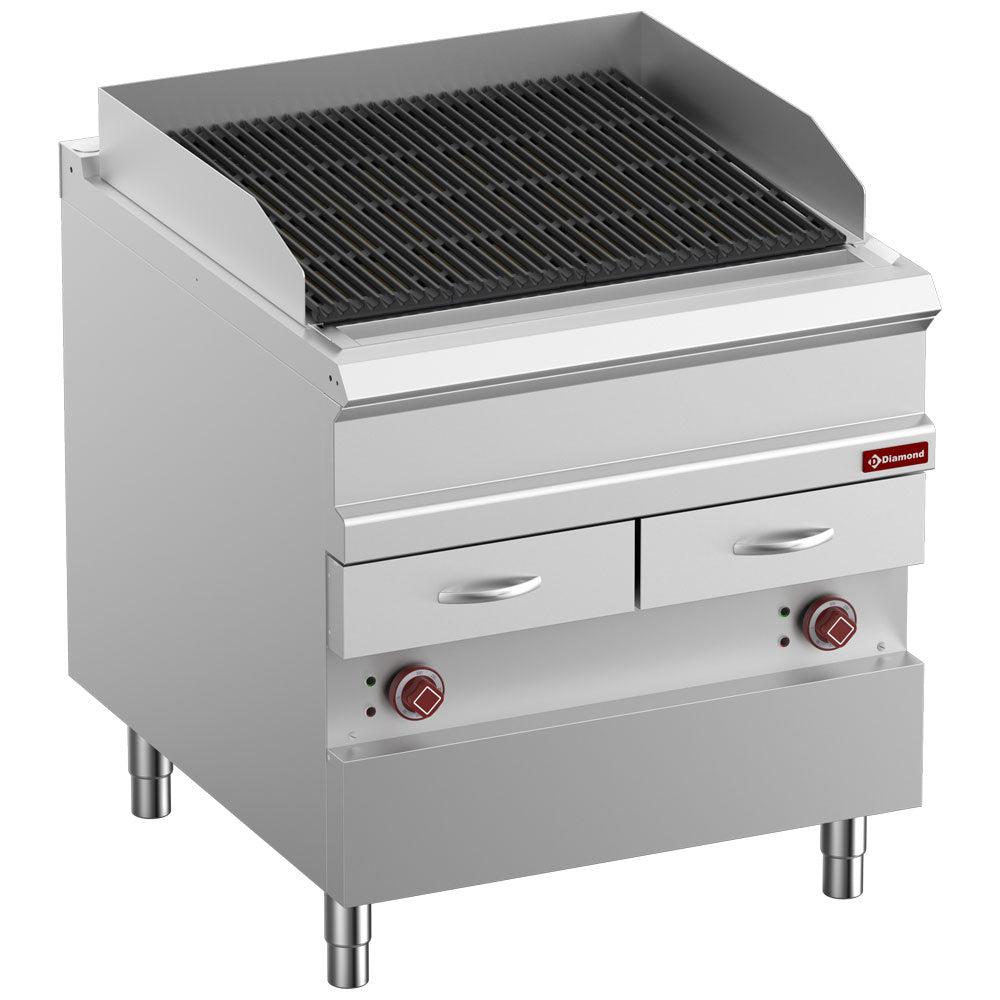 Grille vapeur électrique Diamond en fonte double face, module 1/1, pour cuisson saine et efficace.