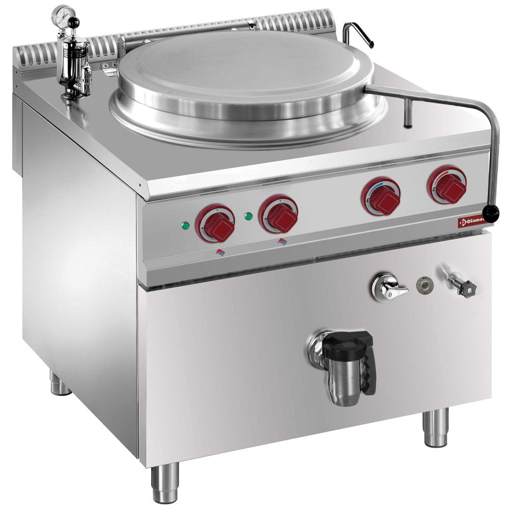 Marmite électrique, cuve 100 lit. chauffage indirect, sur meuble
