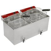 Friteuse de table électrique 2x 12 litres + robinet de vidange